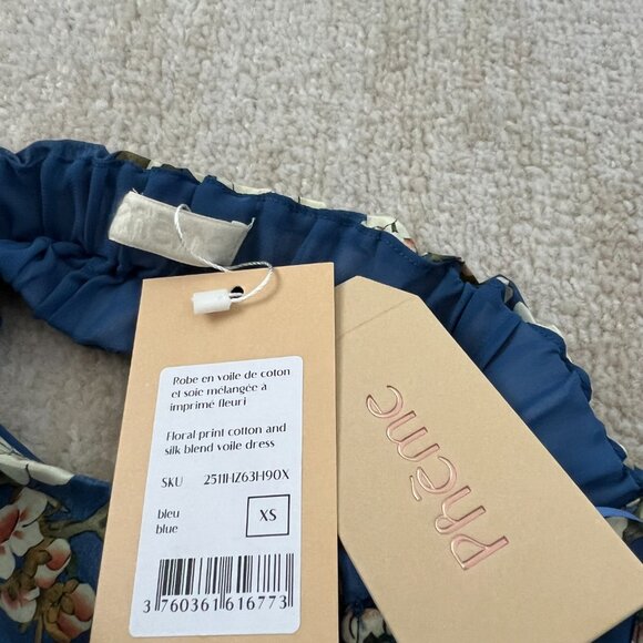 NWT Pheme Paris Floral Halter Silk Cotton Resort Cocktail Maxi Dress XS Blue - Picture 2 of 10